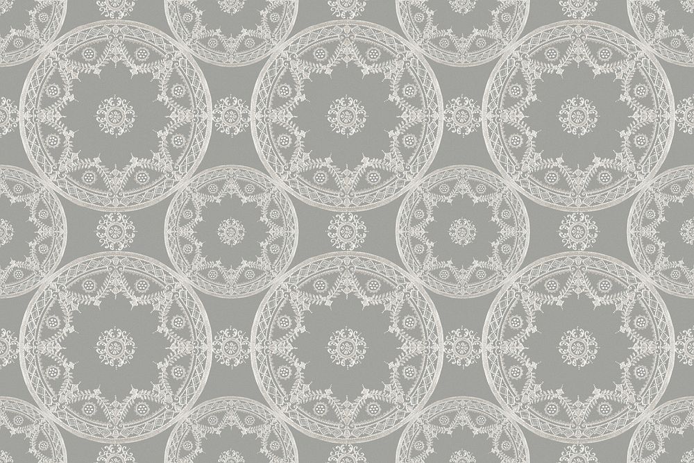 Vintage floral mandala pattern psd background in gray, remixed from Noritake factory china porcelain tableware design