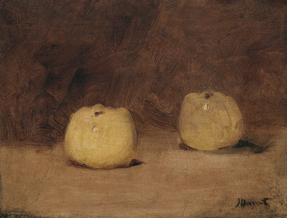 Still Life with Two Apples (ca. 1880) print in high resolution by &Eacute;douard Manet. Original from Yale University Art…