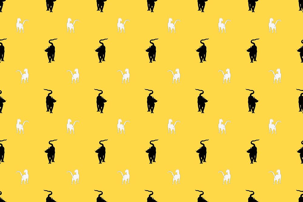 Pattern with black cat background, remixed from artworks by &Eacute;douard Manet