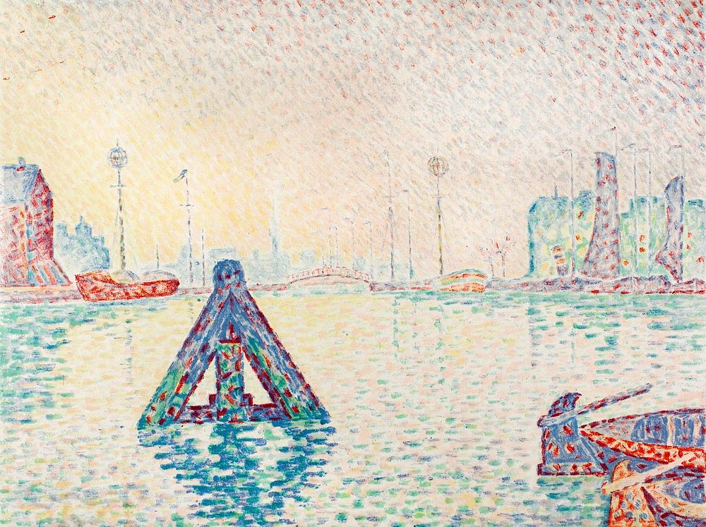 In Holland&ndash;The Buoy (1896) painting in high resolution by Paul Signac. Original from The Art Institute of Chicago.…