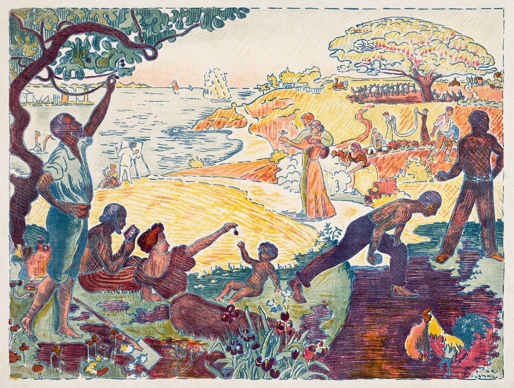 Harmonious Times (ca. 1895&ndash;1896) print in high resolution by Paul Signac. Original from The Cleveland Museum of Art.…