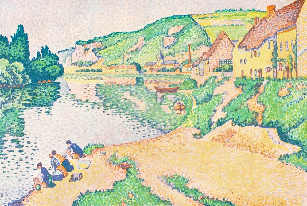 The Andelys (1895) painting in high resolution by Paul Signac. Original from The Art Institute of Chicago. Digitally…