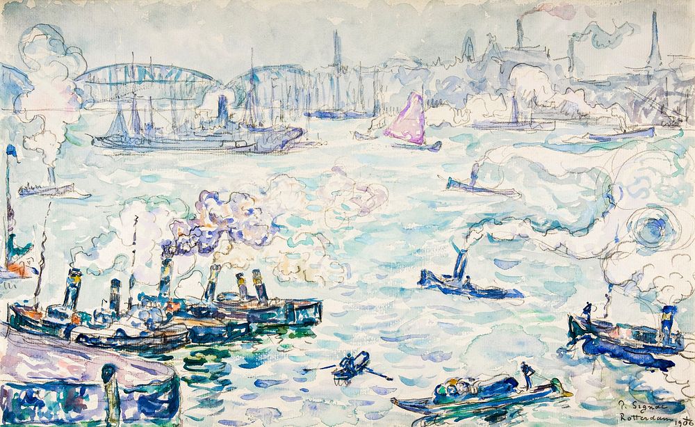 Rotterdam (1906) painting in high resolution by Paul Signac. Original from The MET Museum. Digitally enhanced by rawpixel.