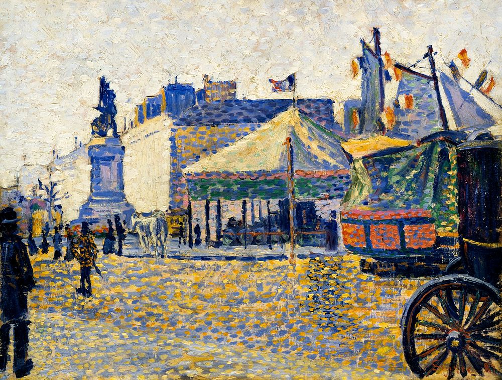 Place de Clichy (1887) painting in high resolution by Paul Signac. Original from The MET Museum. Digitally enhanced by…