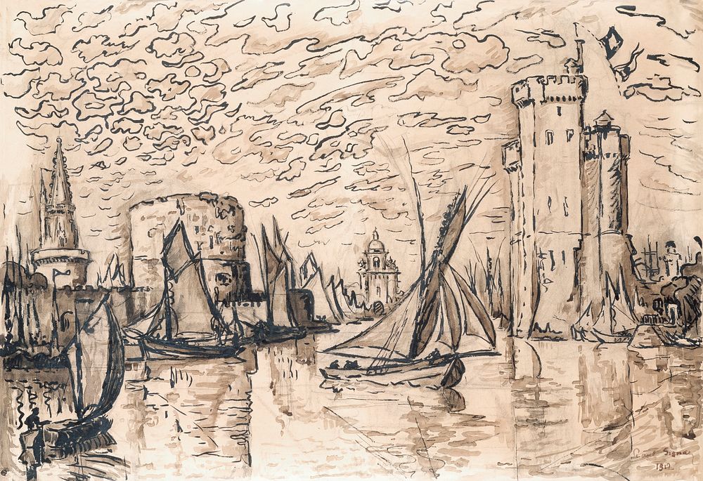 La Rochelle (1912) drawing in high resolution by Paul Signac. Original from The MET Museum. Digitally enhanced by rawpixel.