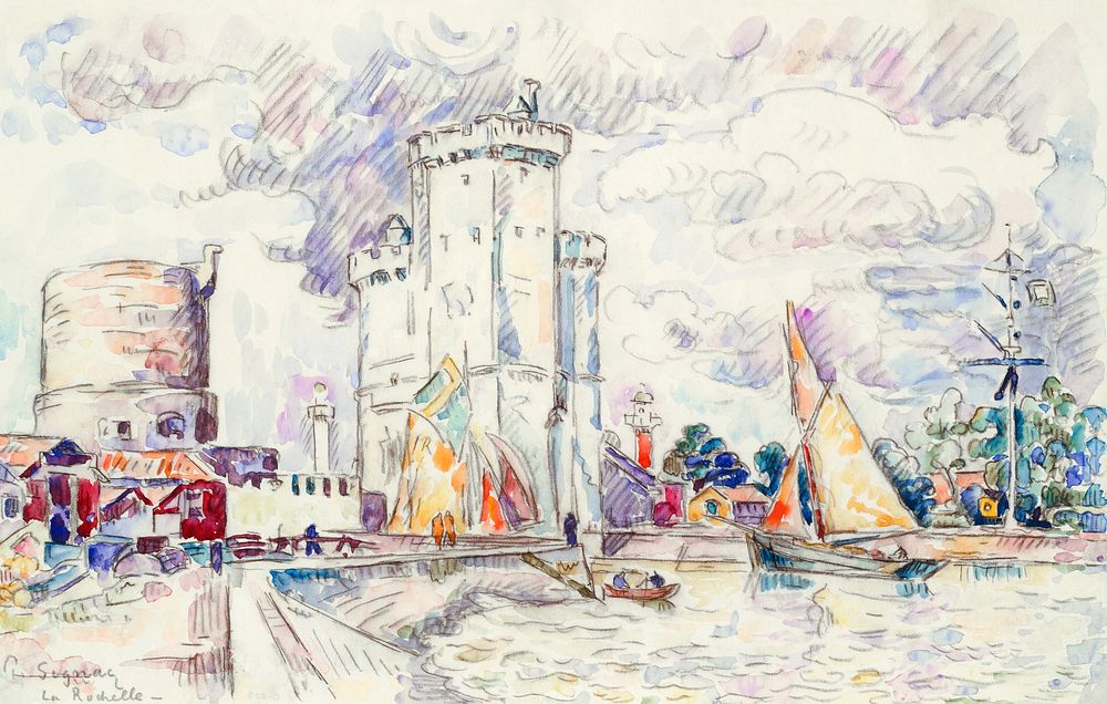 La Rochelle (1920-1928) painting in high resolution by Paul Signac. Original from The MET Museum. Digitally enhanced by…