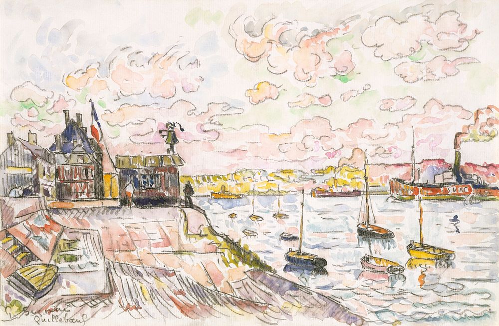 Quilleboeuf (ca.1928) painting in high resolution by Paul Signac. Original from The MET Museum. Digitally enhanced by…