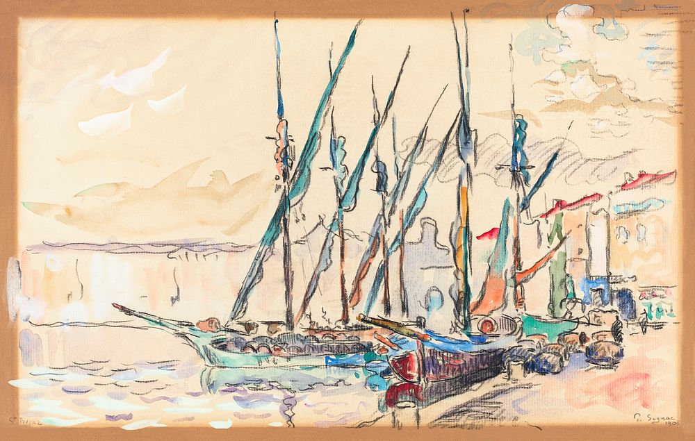 St. Tropez (1906) painting in high resolution by Paul Signac. Original from The Art Institute of Chicago. Digitally enhanced…