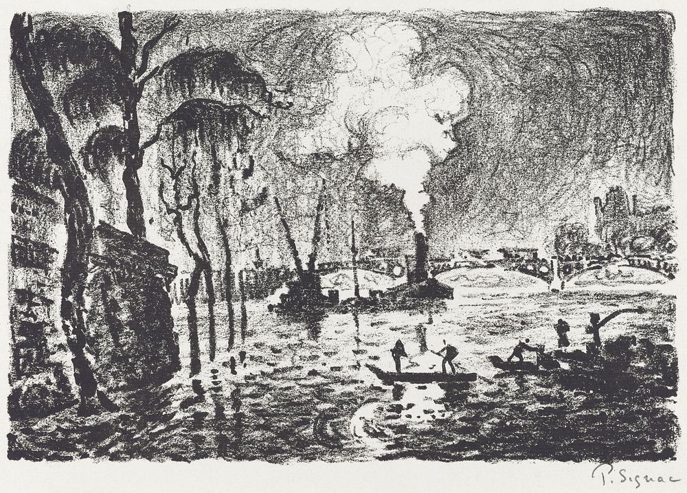 The Flooded Seine (1910) print in high resolution by Paul Signac. Original from The Art Institute of Chicago. Digitally…