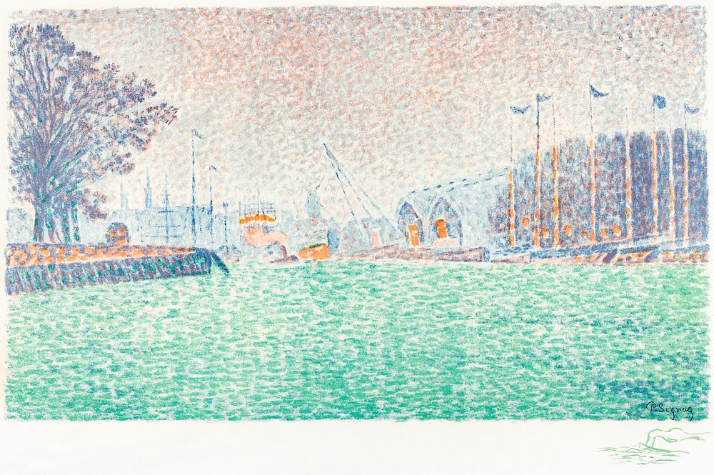 At Flushing (A Flessingue) (1895) print in high resolution by Paul Signac. Original from The Art Institute of Chicago.…