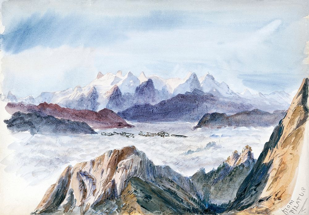 Iselle from Mount Pilatus from Splendid Mountain Watercolours Sketchbook (1870) by John Singer Sargent. Original from The…