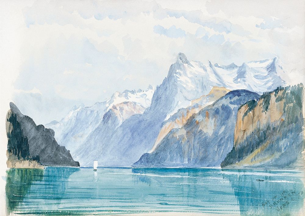 Bay of Uri, Brunnen from Switzerland 1870 Sketchbook by John Singer Sargent. Original from The MET Museum. Digitally…