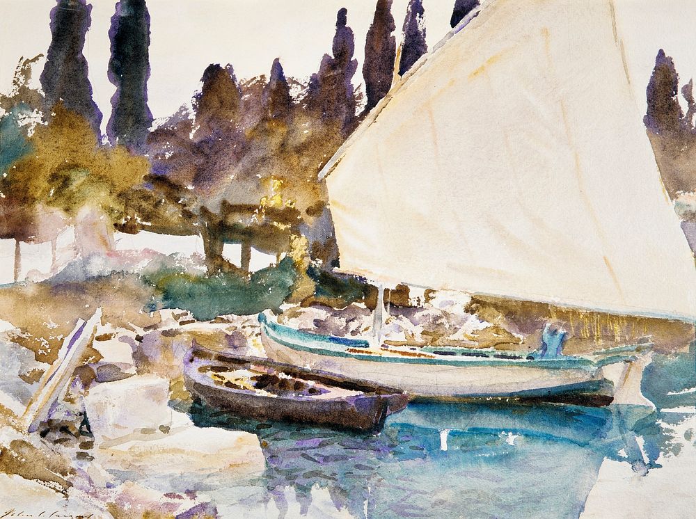 Boats (1913) by John Singer Sargent. Original from The MET Museum. Digitally enhanced by rawpixel.