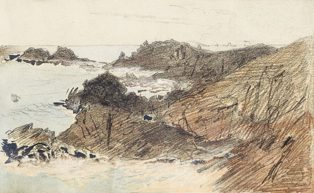 Rocky Coast from scrapbook (ca. 1875) by John Singer Sargent. Original from The MET Museum. Digitally enhanced by rawpixel.