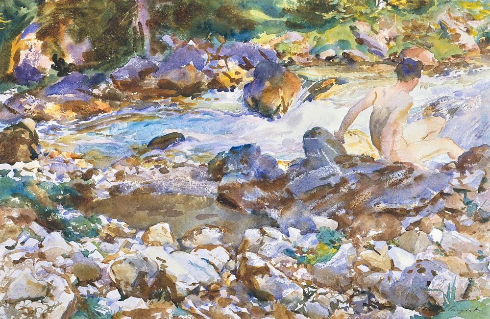 Mountain Stream (ca. 1912&ndash;1914) by John Singer Sargent. Original from The MET Museum. Digitally enhanced by rawpixel.