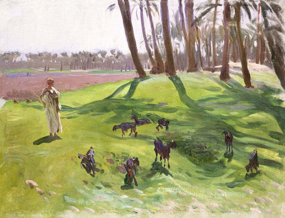 Landscape with Goatherd (ca. 1890&ndash;1891) by John Singer Sargent. Original from The MET Museum. Digitally enhanced by…