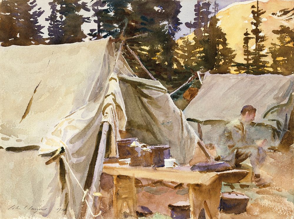 Camp at Lake O'Hara (1916) by John Singer Sargent. Original from The MET Museum. Digitally enhanced by rawpixel.