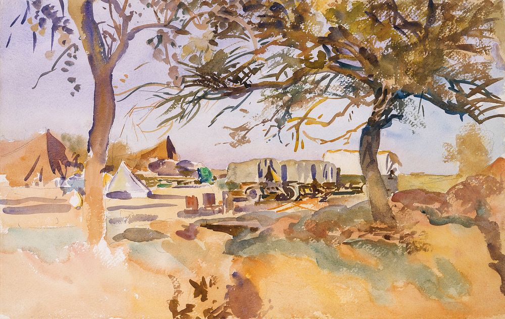 Military Camp (1918) by John Singer Sargent. Original from The MET Museum. Digitally enhanced by rawpixel.