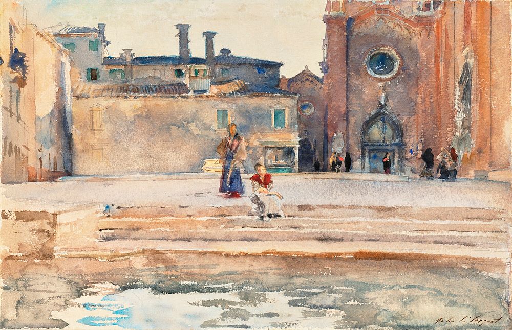 Campo dei Frari, Venice (ca. 1880) by  John Singer Sargent. Original from The National Gallery of Art. Digitally enhanced by…
