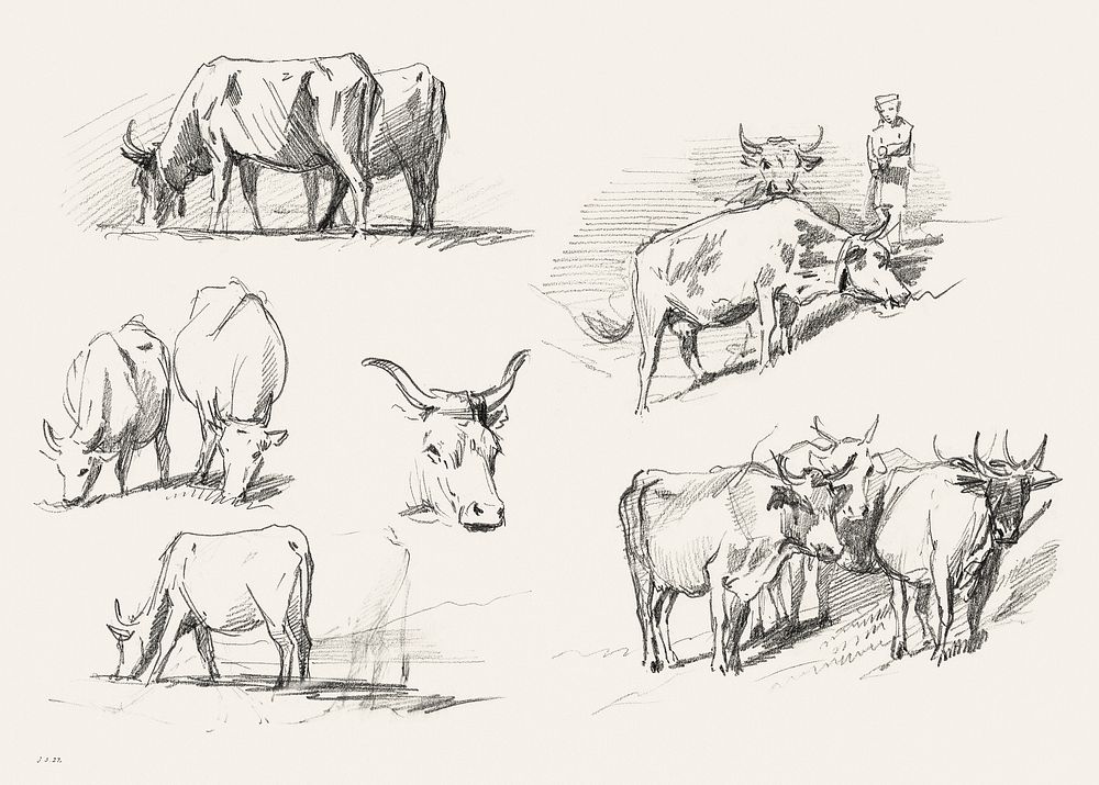 Studies of Cattle (ca. 1872) by John Singer Sargent. Original from The National Gallery of Art. Digitally enhanced by…