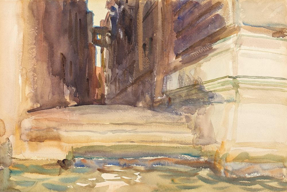 The Calle della Rosa with the Monte di Piet&agrave;, Venice (ca. 1904) by John Singer Sargent. Original from The National…