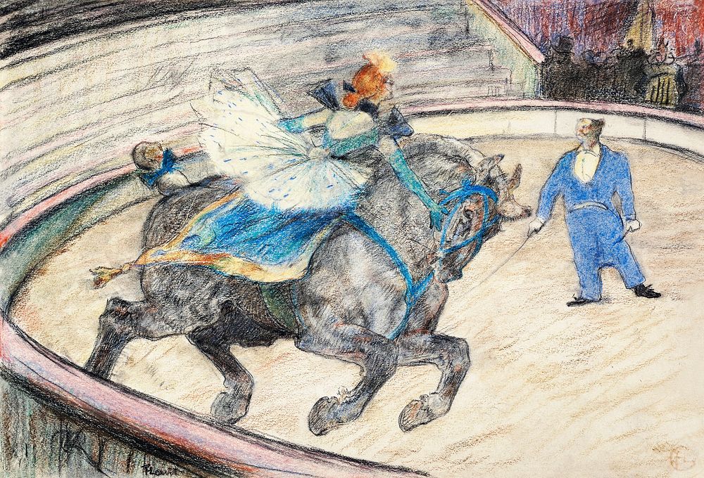 At the Circus: Work in the Ring (1899) drawing in high resolution by Henri de Toulouse&ndash;Lautrec. Original from The Art…