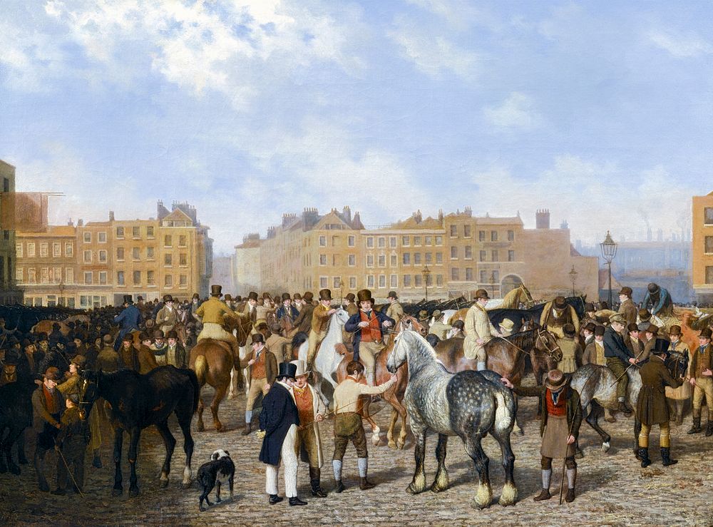 Old Smithfield Market (1824) painting in high resolution by Jacques&ndash;Laurent Agasse. Original from The Yale University…