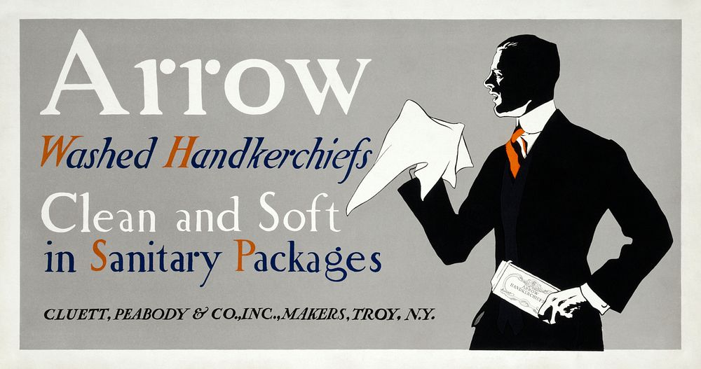 Arrow washed handkerchiefs (ca. 1920) print in high resolution by Edward Penfield. Original from Library of Congress.…