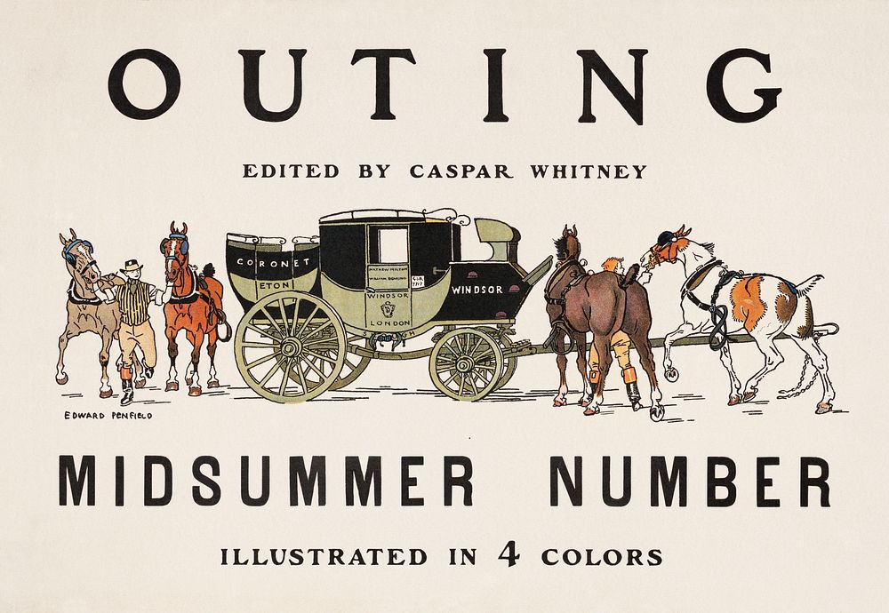 Outing edited by Caspar Whitney (ca. 1890&ndash;1900) print in high resolution by Edward Penfield. Original from Library of…