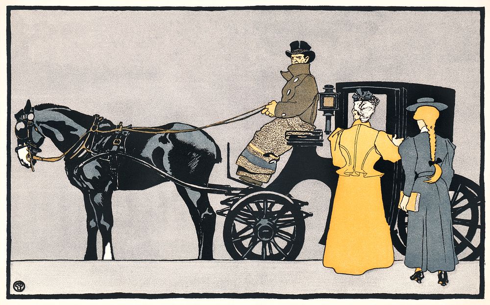 Horse carriage (1898) print in high resolution by Edward Penfield. Original from Library of Congress. Digitally enhanced by…