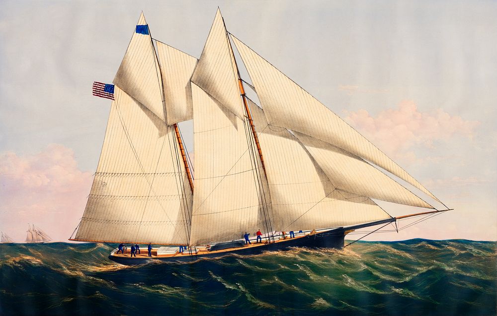 The Yacht Henrietta, modeled by Mr. Wm. Booker, N.Y. Built by Mr. Henry Steers, Greenpoint, L.I. by Charles Parsons.…