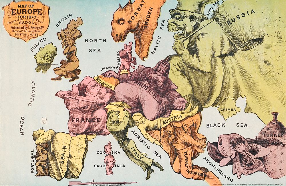 War Map of Europe: As seen through French eyes by Paul Hadol. Original from Library of Congress. Digitally enhanced by…
