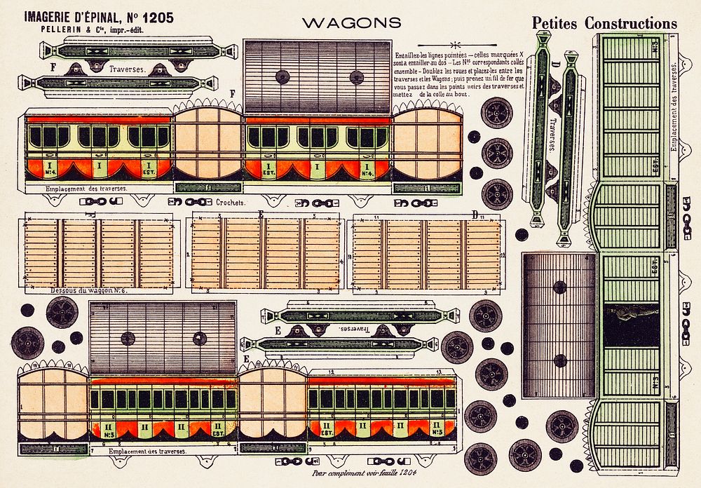 Petites Constructions Wagons by Imagerie Pellerin. Original from Library of Congress. Digitally enhanced by rawpixel.