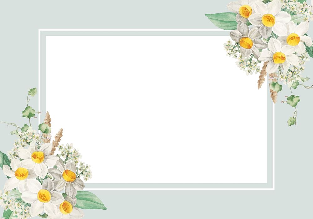 Vintage blank various flowers themed frame vector
