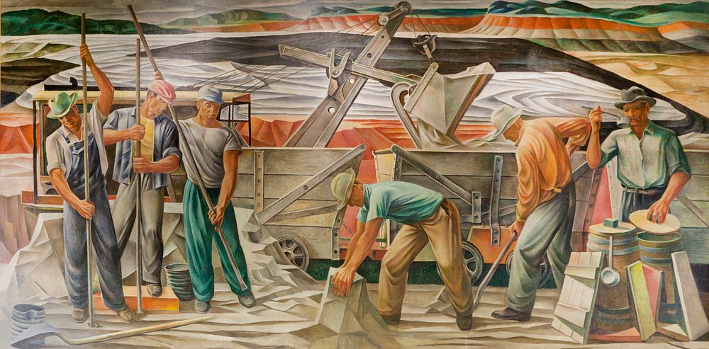 Mural Bauzite Mining, by Julius Woeltz, in Saline County Courthouse in Benton, Arkansas (2011) photography by Carol M.…