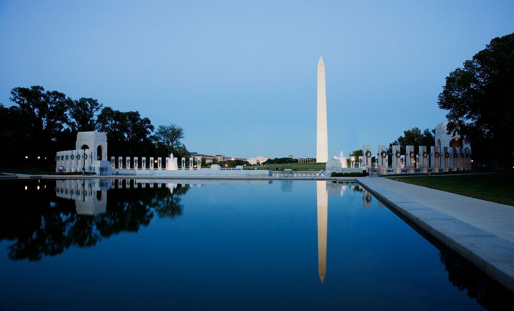 Reflection of the Washington Monument in the pool at Pool at the National Mall. Original image from Carol M.…