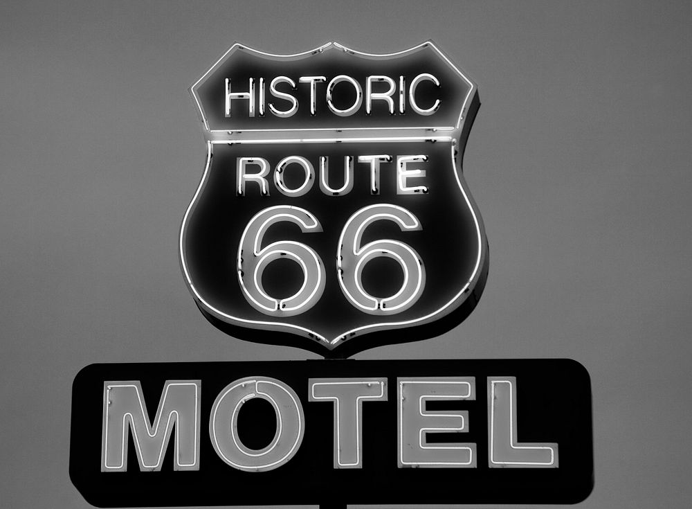 Historic Route 66 Motel sign, Kingman, Arizona. Original image from Carol M. Highsmith&rsquo;s America, Library of Congress…