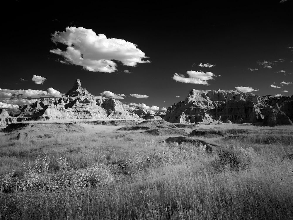 Infrared view of Badlands National Park in South Dakota, USA. Original image from Carol M. Highsmith&rsquo;s America…