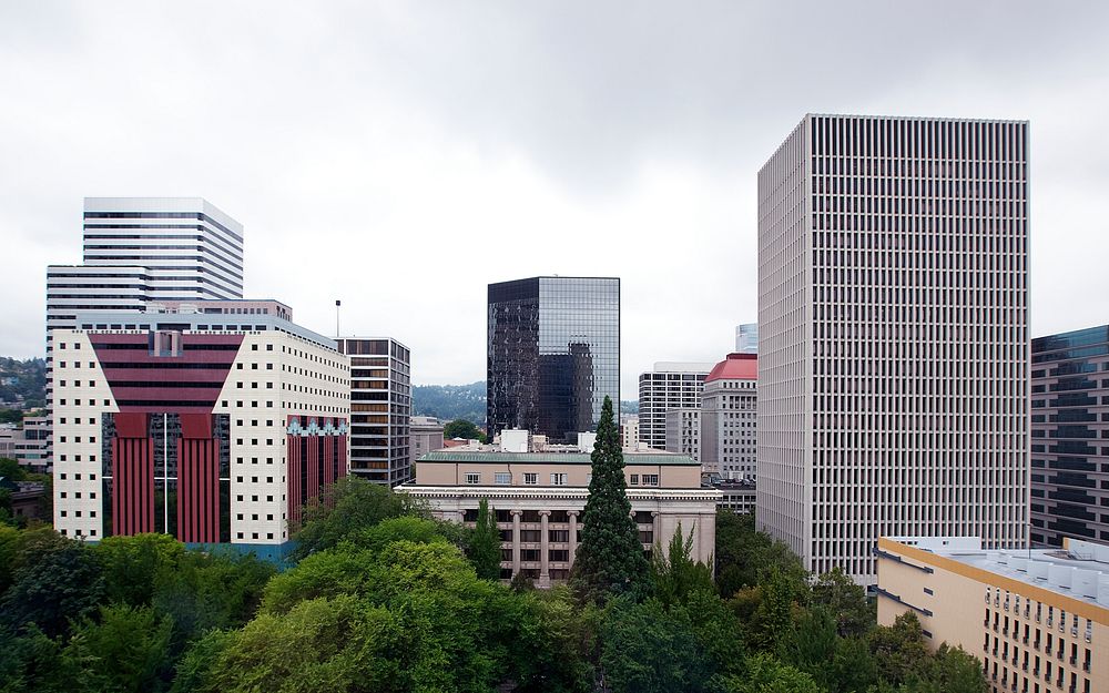 Downtown view of Portland, Oregon. Original image from Carol M. Highsmith&rsquo;s America, Library of Congress collection.…