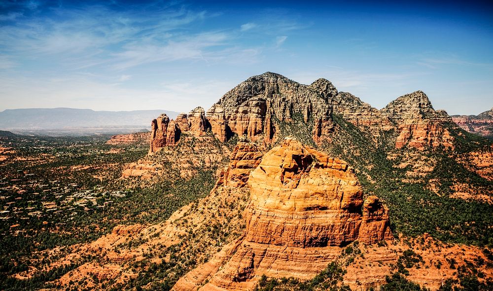 Sedona, Arizona aerial view from helicopter. Old Mammoth Road. Original image from Carol M. Highsmith&rsquo;s America…