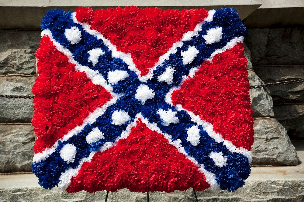 Confederate Statue in Jasper, Alabama. Confederate flag made out of flowers. Original image from Carol M. Highsmith&rsquo;s…