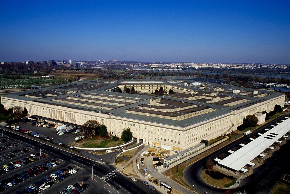 Aerial view of the Pentagon. Original image from Carol M. Highsmith&rsquo;s America, Library of Congress collection.…