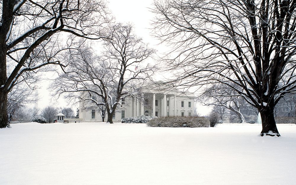 Wintertime view of the White House. Original image from Carol M. Highsmith&rsquo;s America, Library of Congress collection.…