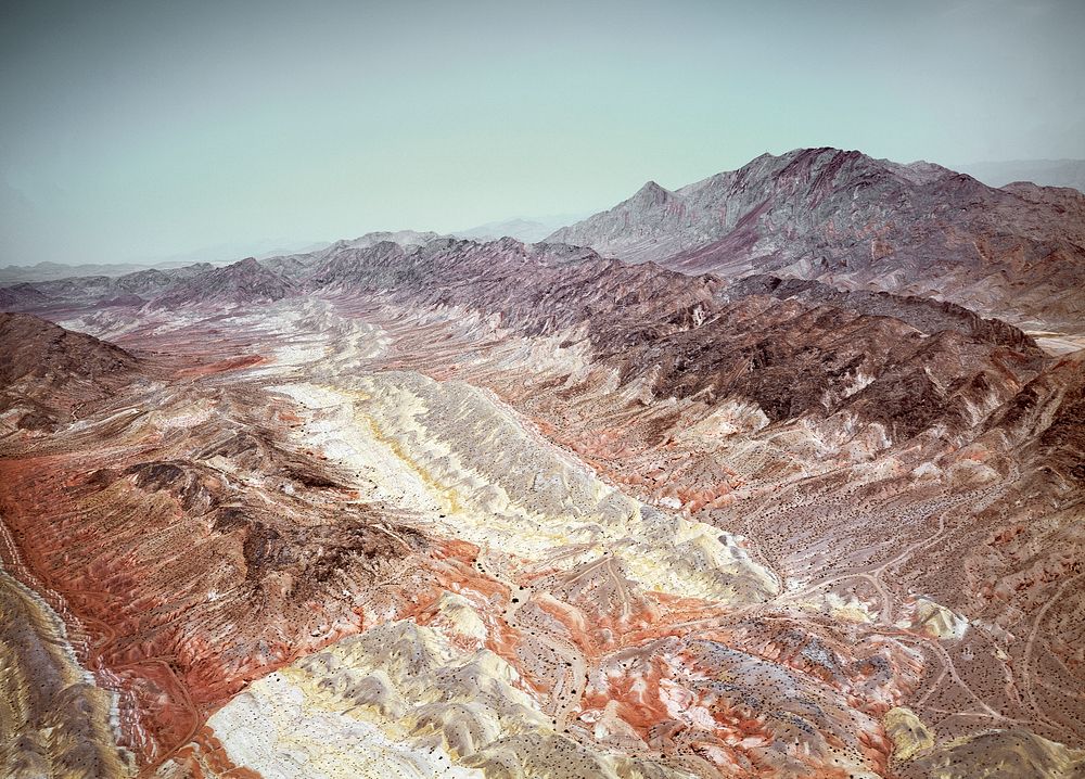 The barren Nevada desert near Las Vegas. Original image from Carol M. Highsmith&rsquo;s America, Library of Congress…