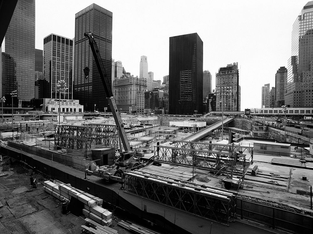 Reconstruction at Ground Zero, site of the attack on the World Trade Center Twin Towers. Original image from Carol M.…