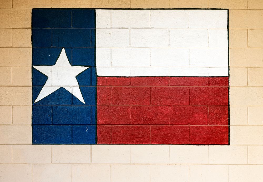 The flag of Texas, painted on the side of a bank building in Monahans. Original image from Carol M. Highsmith&rsquo;s…
