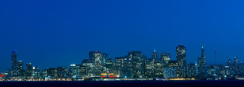 Night skyline of San Francisco from Treasure Island. Original image from Carol M. Highsmith&rsquo;s America, Library of…