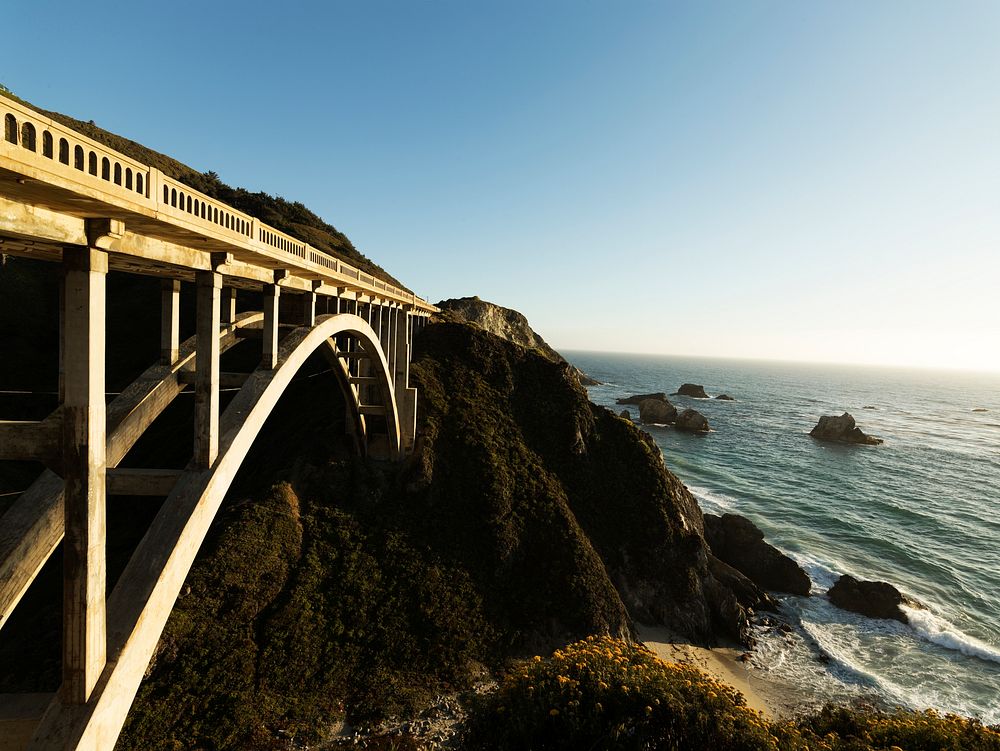 Pacific Coast Highway Scenic. State Route 1 (SR 1) California, USA - San Francisco Oakland Bay Bridge, USA - Original image…