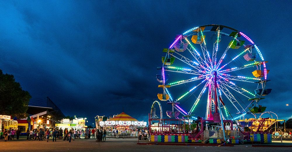 Colorful Ferris wheel at dusk at the Wyoming State Fair in Douglas. Original image from Carol M. Highsmith&rsquo;s America…