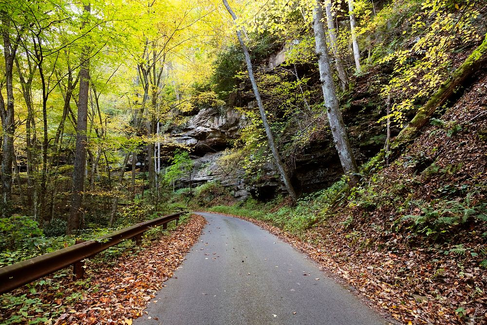 Picturesque but slender road to Nuttallburg, a ghost town that was once one of about 50 places that sprang up in the deep…